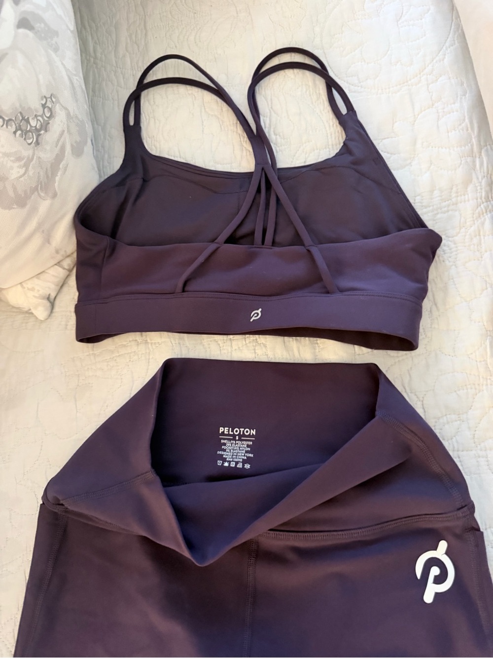 Peloton Deep Purple High-Waist Leggings & Strappy Sports Bra Set - Picture 3 of 6